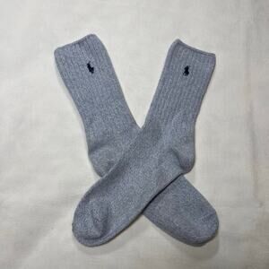 Polo Ralph Lauren Men’s Blue Crew Socks Ribbed Pony Logo 1 Pair